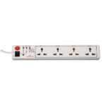 Anchor by Panasonic Spike Guard 4-Way Socket with Single Switch (White)