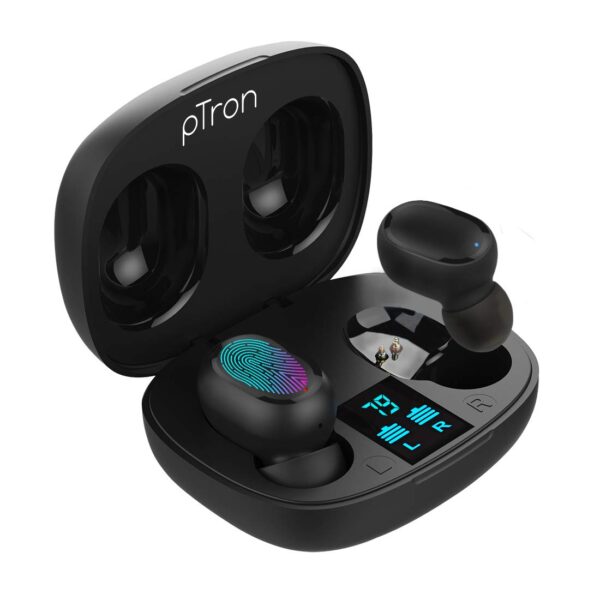 pTron Bassbuds Pro in-Ear True Wireless Bluetooth 5.0 Headphones with Mic (Black)